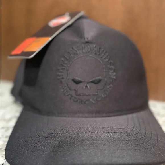 Harley-Davidson Tonal Skull Black Embroidered Cap SnapBack - Picture 2 of 7